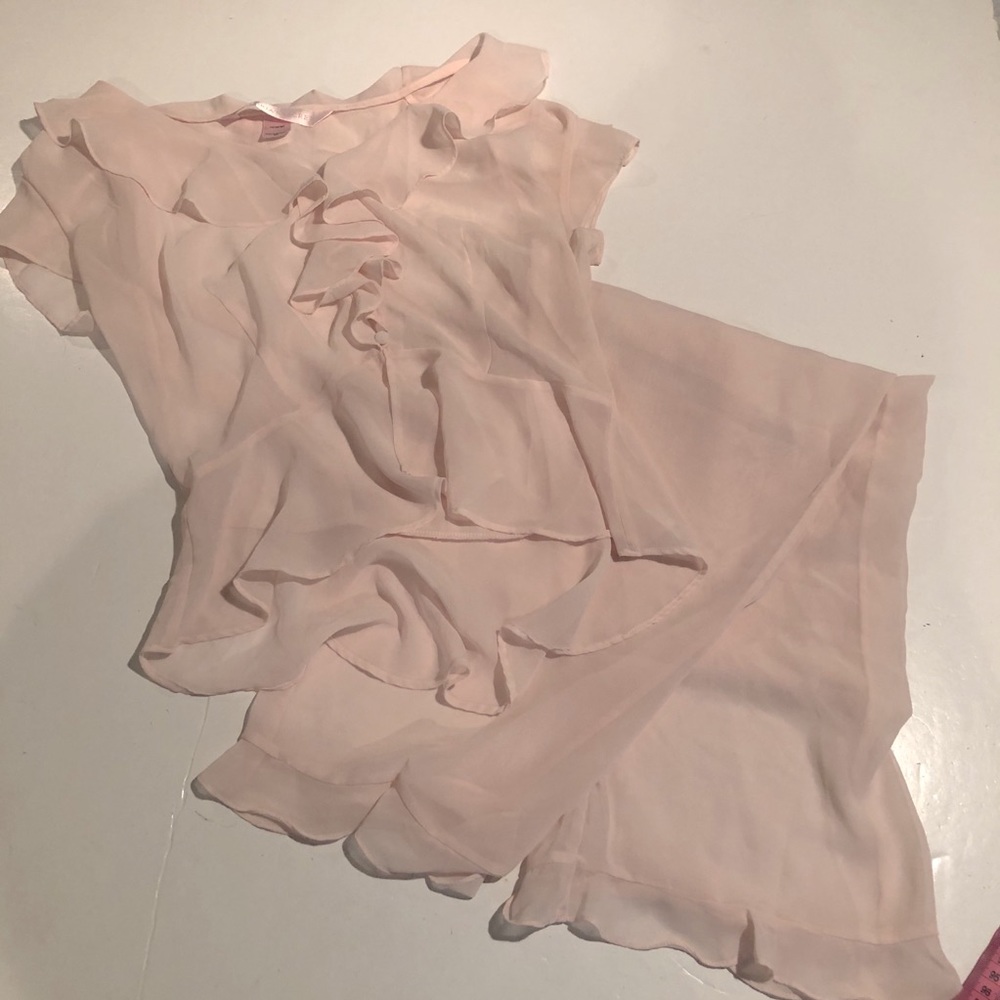 VICTORIA’S SECRET Pink Chiffon Sheer PAJAMAS M